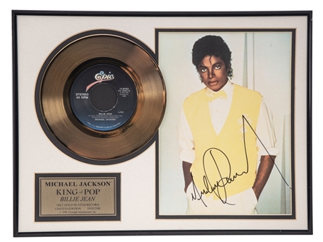 Michael Jackson Personally Owned and Signed "King of Pop, Billie Jean" 24k Gold Plated LE Record (Manager LOA & Beckett) 